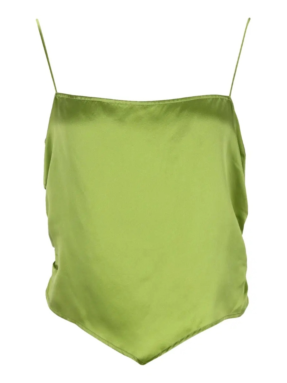 Reformation 100% Silk Cami Tank Top Triangle Hem Chartreuse Green Crop - Size 4